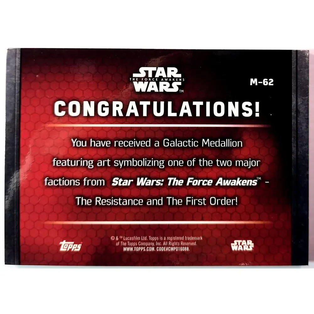 Topps Star Wars The Force Awakens #M-62 KYLO REN'S SHUTTLE BRONZE MEDALLION CARD - Picture 3 of 4